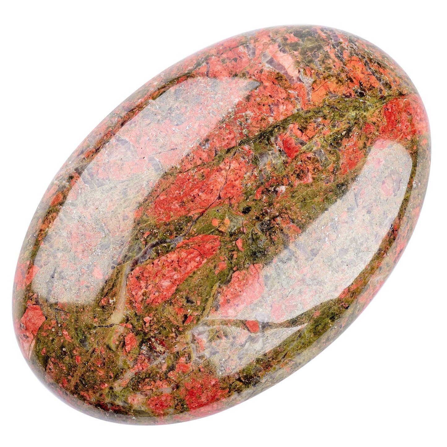 Unakite Palm Stone Crystal Natural Chakra Reiki Polished Healing Love Oval Pocket Worry Stone Crystals for Anxiety Stress Relief Therapy