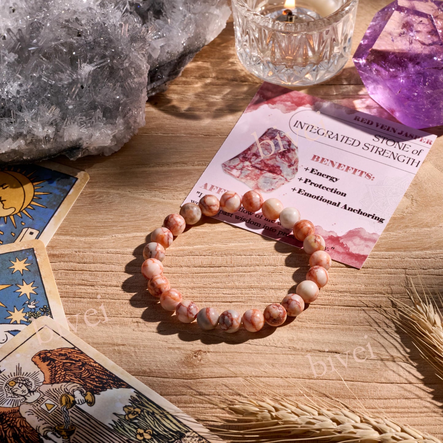 Red Vein Jasper-Ignited Passion-8mm Beaded Bracelets for Women Handmade Semi Precious Natural Stone Stretch Elastic Jewelry Yoga Protection Gifts