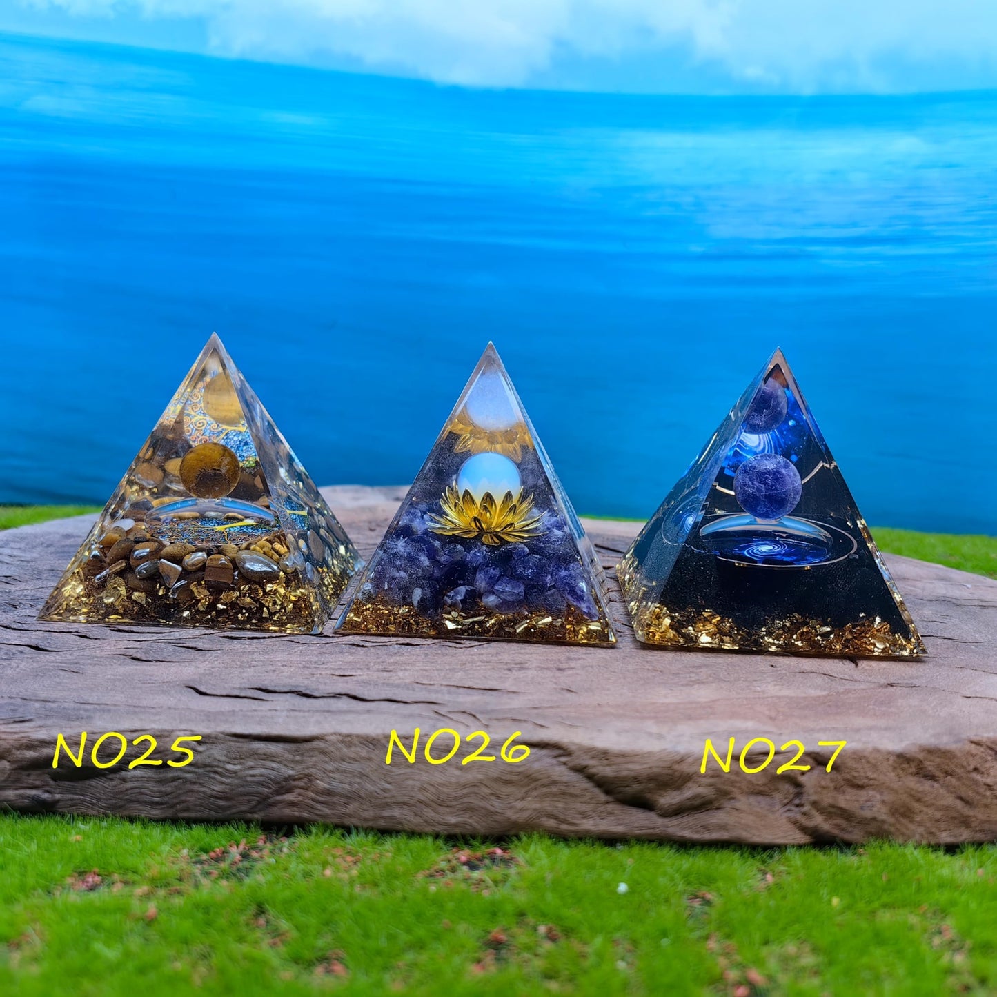 Healing Crystals Orgone Pyramid for Positive Energy, Stress Reduction, and Attracting Wealth and Luck Reduce Stress and Promote Healing with this Crystal Pyramid Home Decor (NO2,6cm)