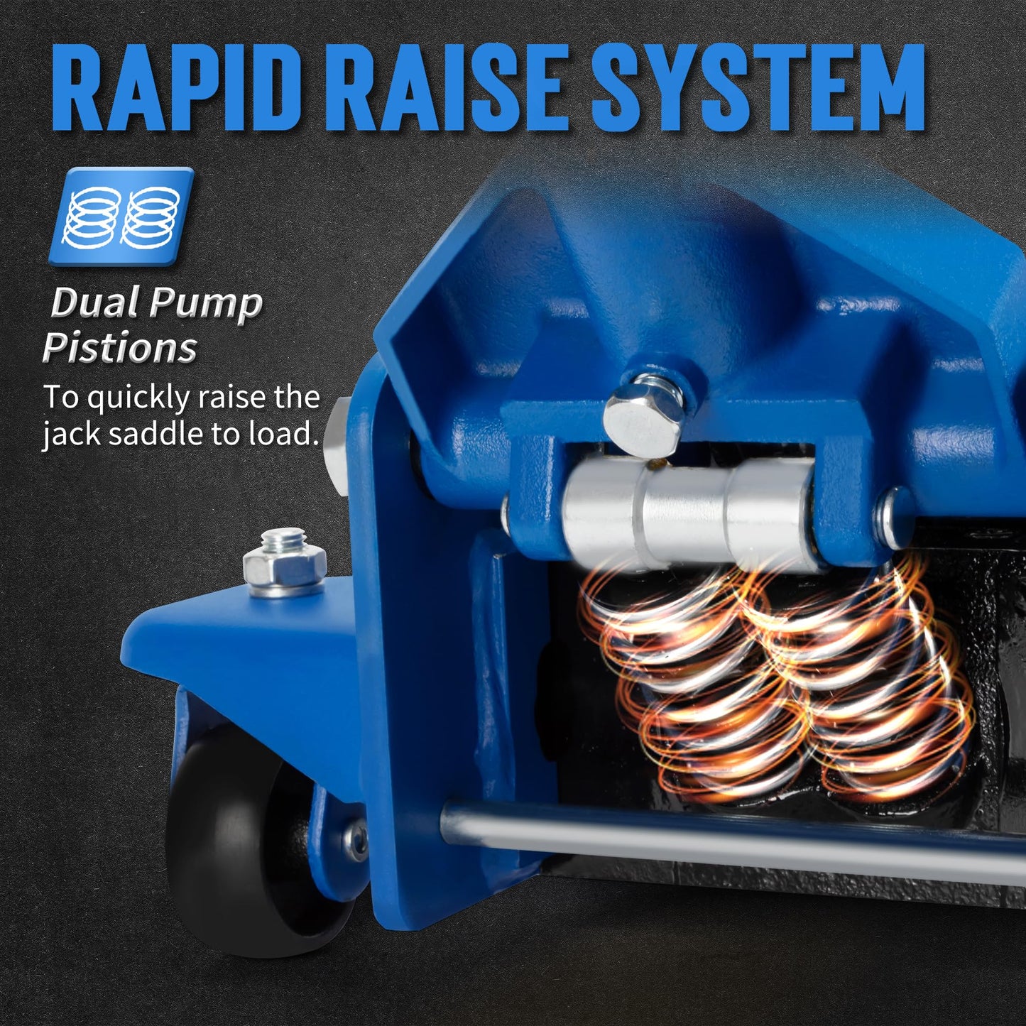 A A IN Hydraulic Low Profile Service/Floor Jack with Dual Piston Quick Lift Pump, 4 Ton (8,000 lb) Capacity, Blue
