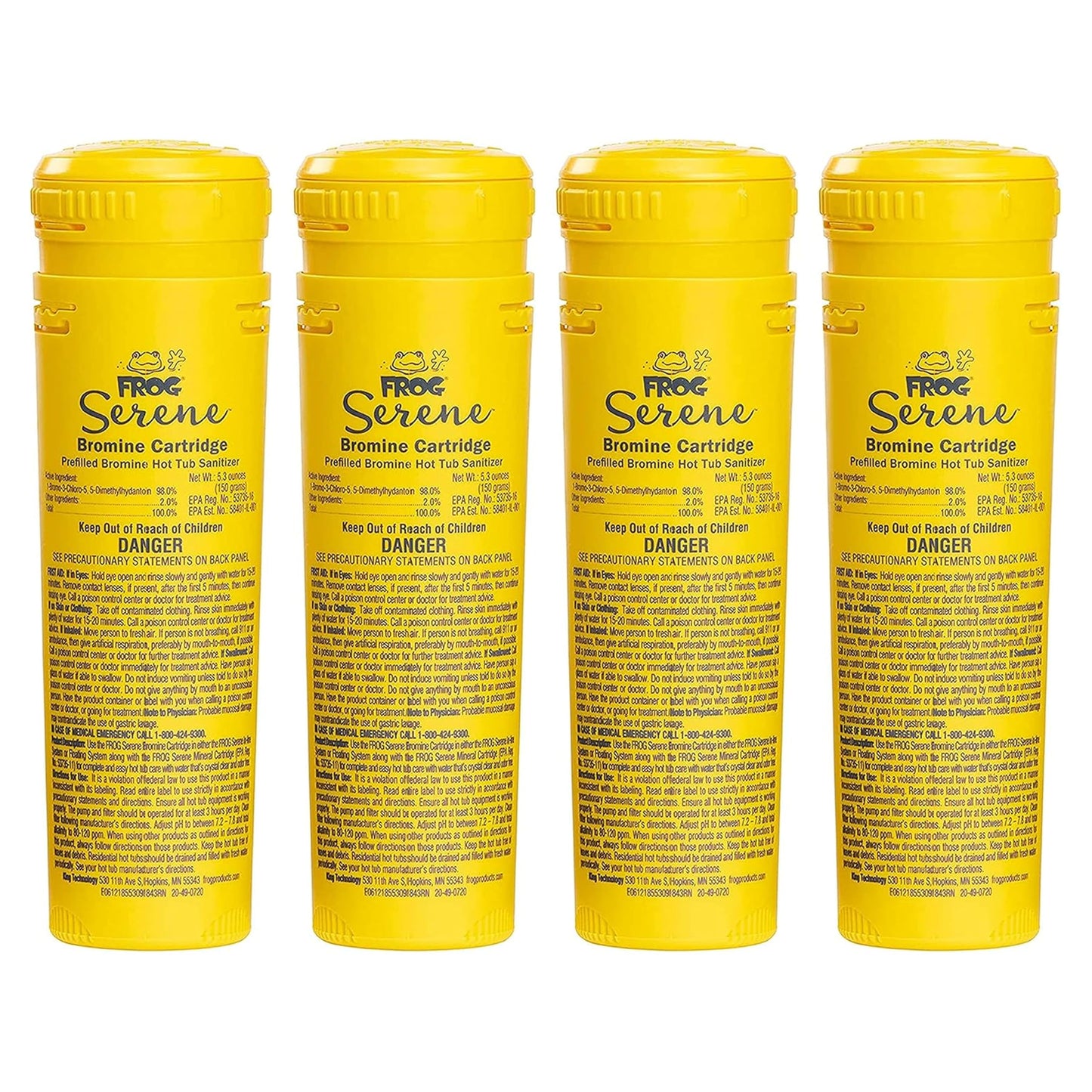 FROG Serene Replacement Bromine Cartridges for use with Hot Tub FROG Serene Floating Sanitizing System - Prefilled for Quick & Easy Hot Tub Maintenance - 4 Pack