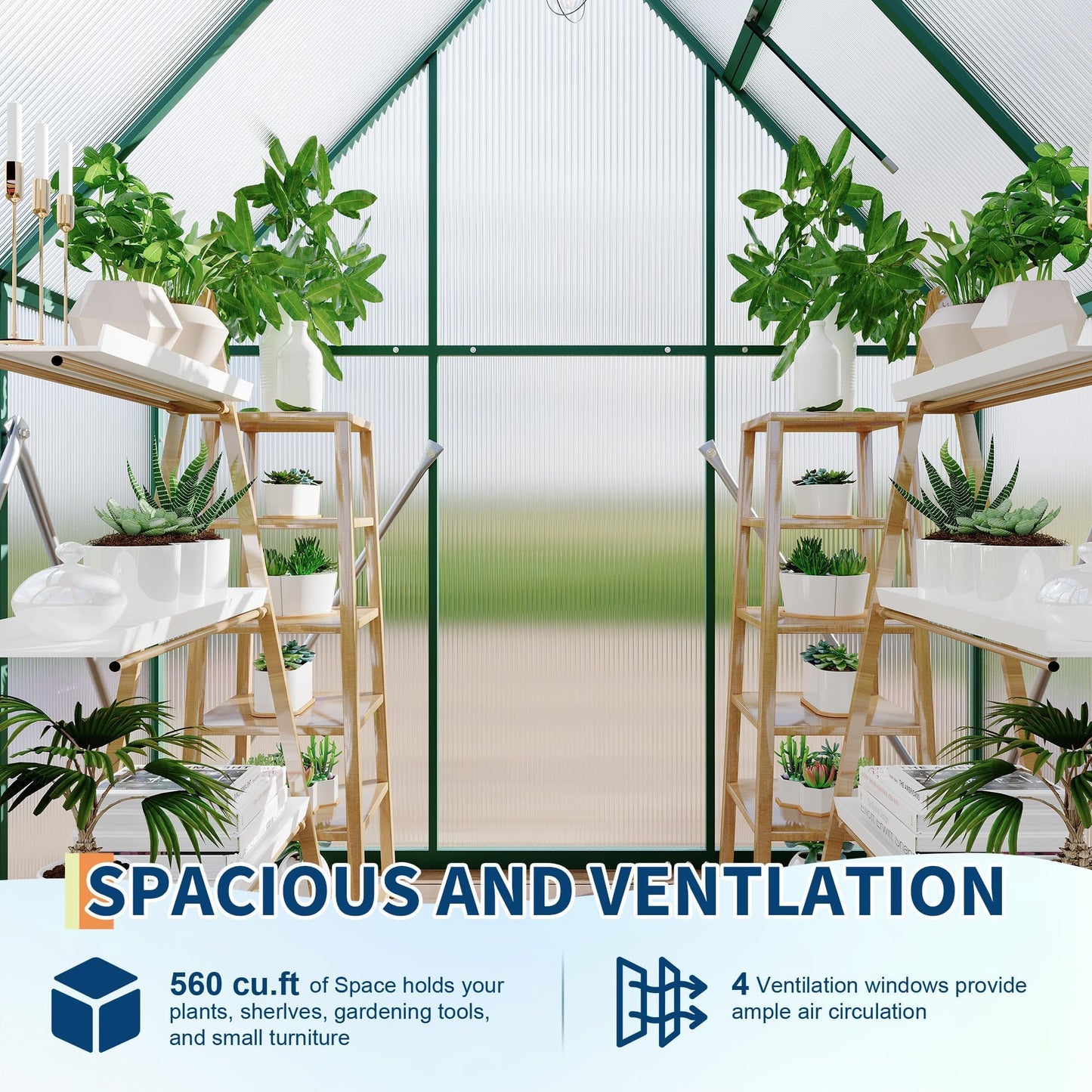 ActiveTrail Heavy Duty 6x4FT Polycarbonate Greenhouse for Outdoors – Reinforced Aluminum Frame, UV Protection, Roof Vent, Double Doors – Small Walk-in Garden Green House for All-Season Growing