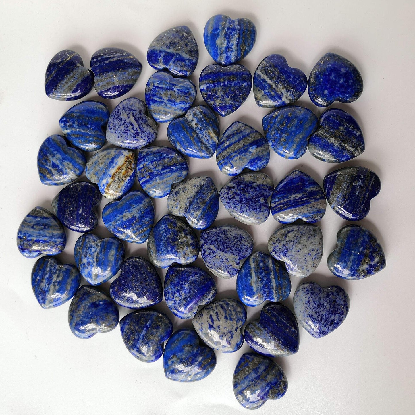 Loveliome 4 Pcs Natural Lapis Lazuli Love Heart Palm Stone Reiki Balancing Worry Stone(1 Inch)