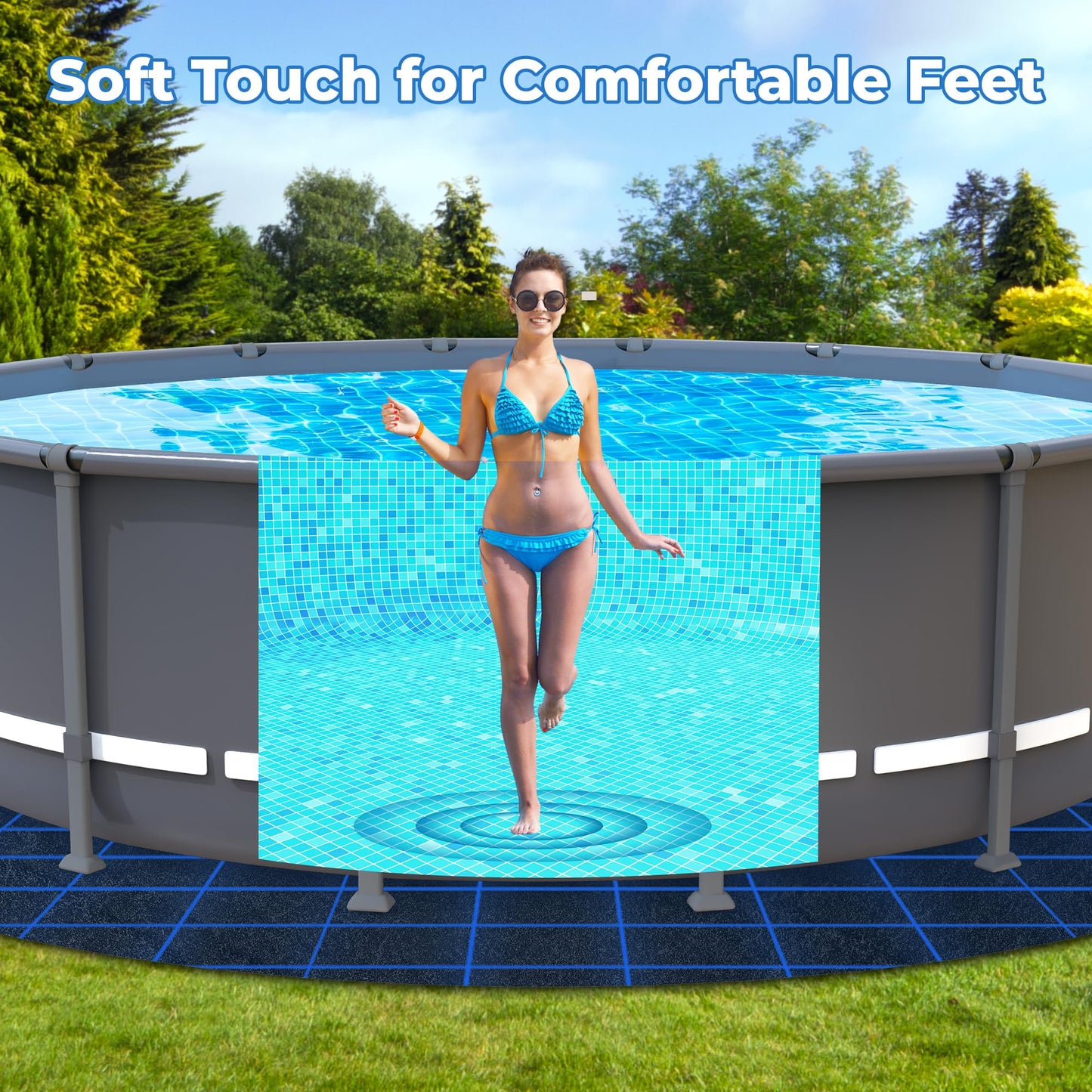 AquaJoyer 24' Round Thicker Heavy Duty Pool Liner Pad for Above Ground Pool, Pool Padding Underlayment for Pool Bottom, Protects Pool Prevents Punctures Weed Barrier Comfortable underfoot