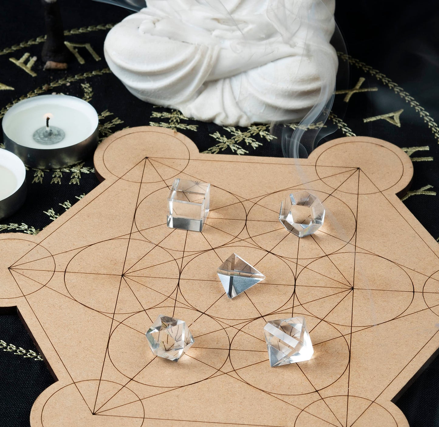 ZAICUS Clear Quartz 5 Pcs Platonic Solids Crystal Geometry Set, Platonic Solids Sacred Geometric Stones for Meditation Reiki Balancing Healing Chakra Stone Cleansing Spiritual Good Luck (15-20 mm)