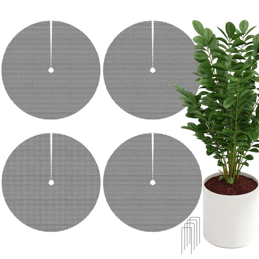 Ztzfacai 4 Pcs 15.7" Plant Pot Grids - Cuttable Plant Pot Soil Protector,Catproof Babyproof Flower Pot Grid Guard with 4 Nails,Indoor Potted Plant Protector,Animals Digging Stopper