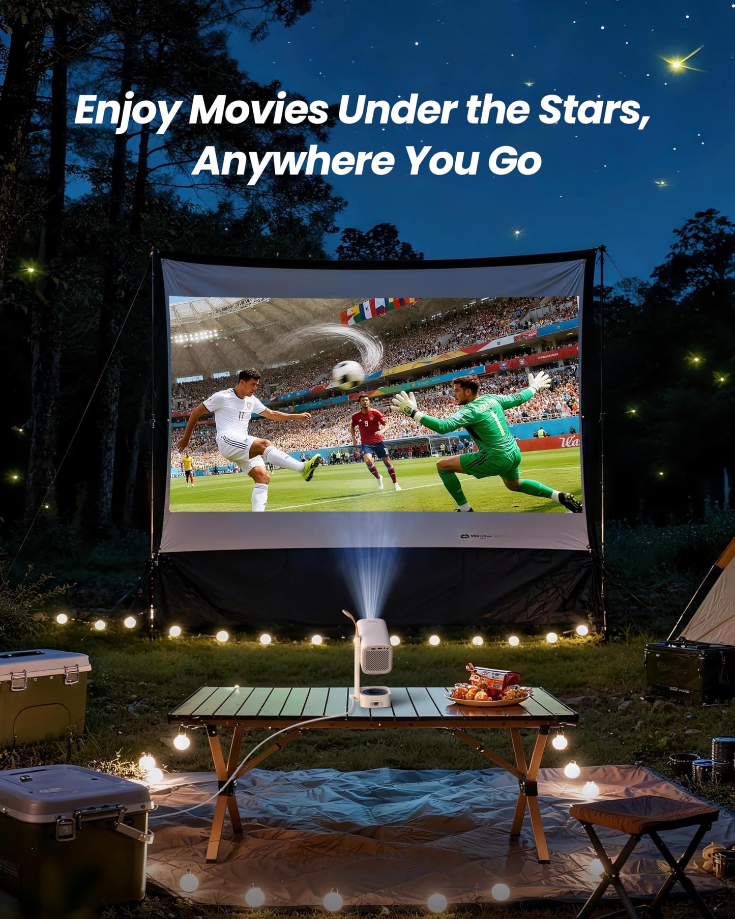 Yaber T1 Pro3 Mini Projector with WiFi and Bluetooth, Dolby Audio & Turbo Sonic Bass, Auto Focus & Keystone, Native 1080 FHD with HDR10, Portable Projector for Outdoor Indoor Use