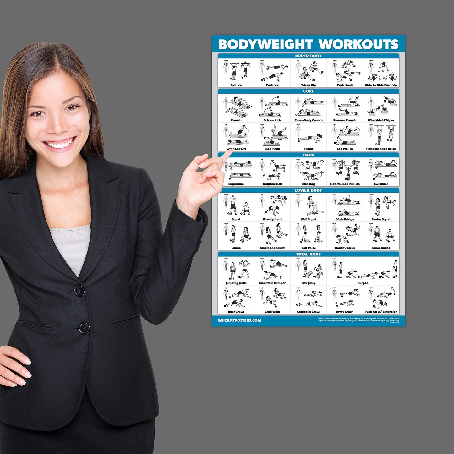 Palace Learning Bodyweight Workout Exercise Poster - Body Weight Workout Chart - Calisthenics Routine - (Laminated, 18" x 24"")"