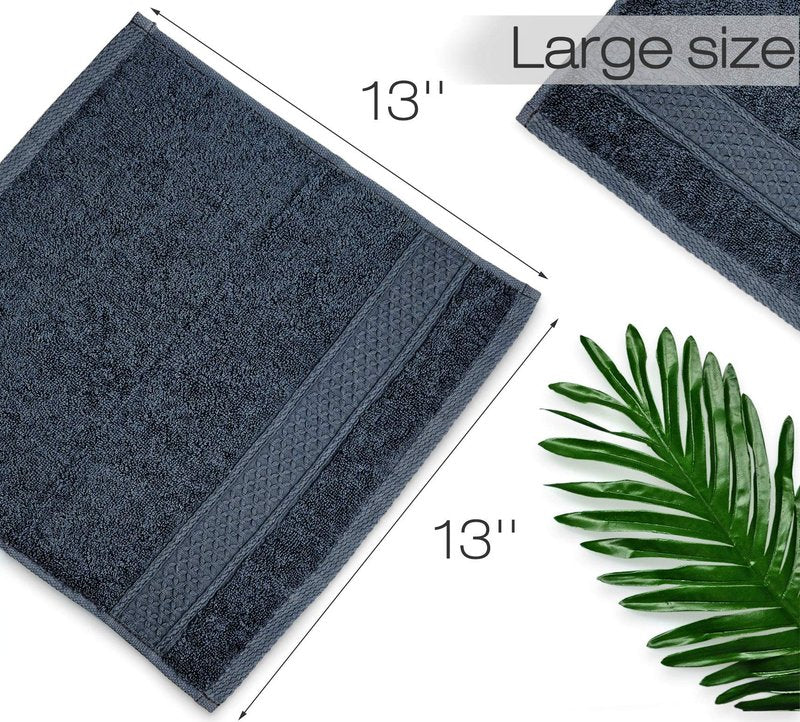 Cleanbear Extra Soft Wash Cloths Washcloths Set 6-Pack 13 x 13 Inches, Highly Absorbent Facecloths (Dark Gray)