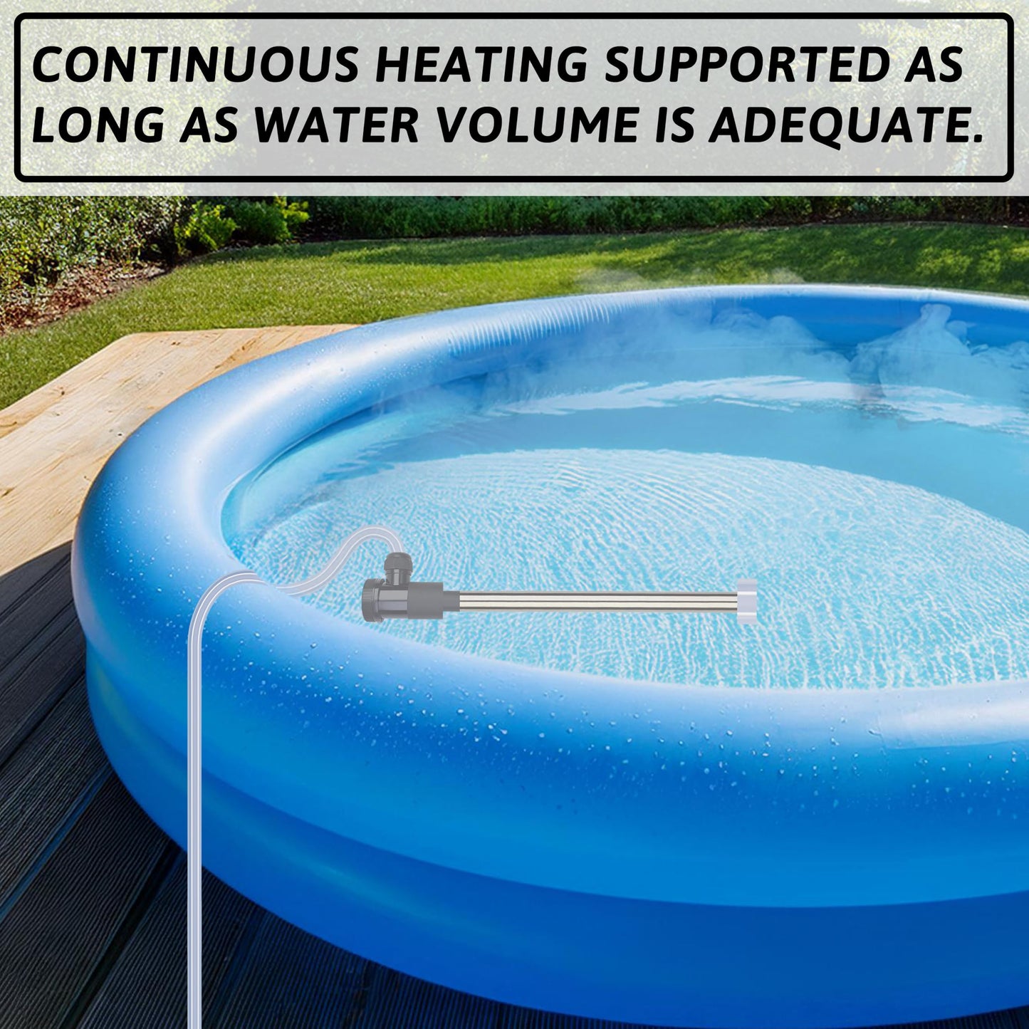 XCLBTFDC 1800W Immersion Water Heater Portable Electric Bathtub & Pool Submersible Water Heater with Temp Control for Bucket, inflatable pool, baptistry, spa tub, above ground pool & Hot Tub