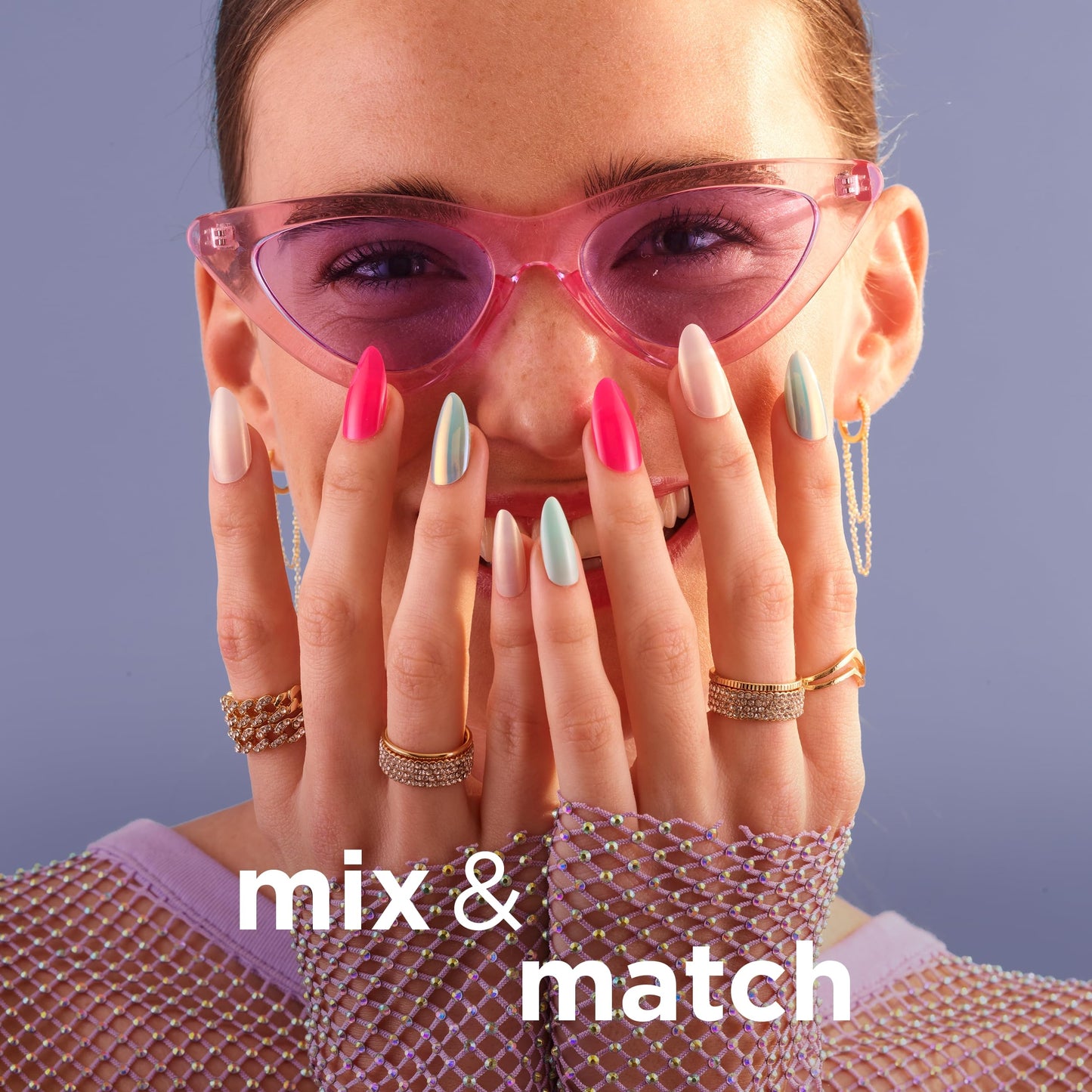 Sally Hansen Salon Effects Perfect Press-On Nails | Sq-oval Shape | Easy to Apply, Non-Damaging| 30 Nails, Nail Glue, Adhesive Tabs, File | In Amaze-Mint