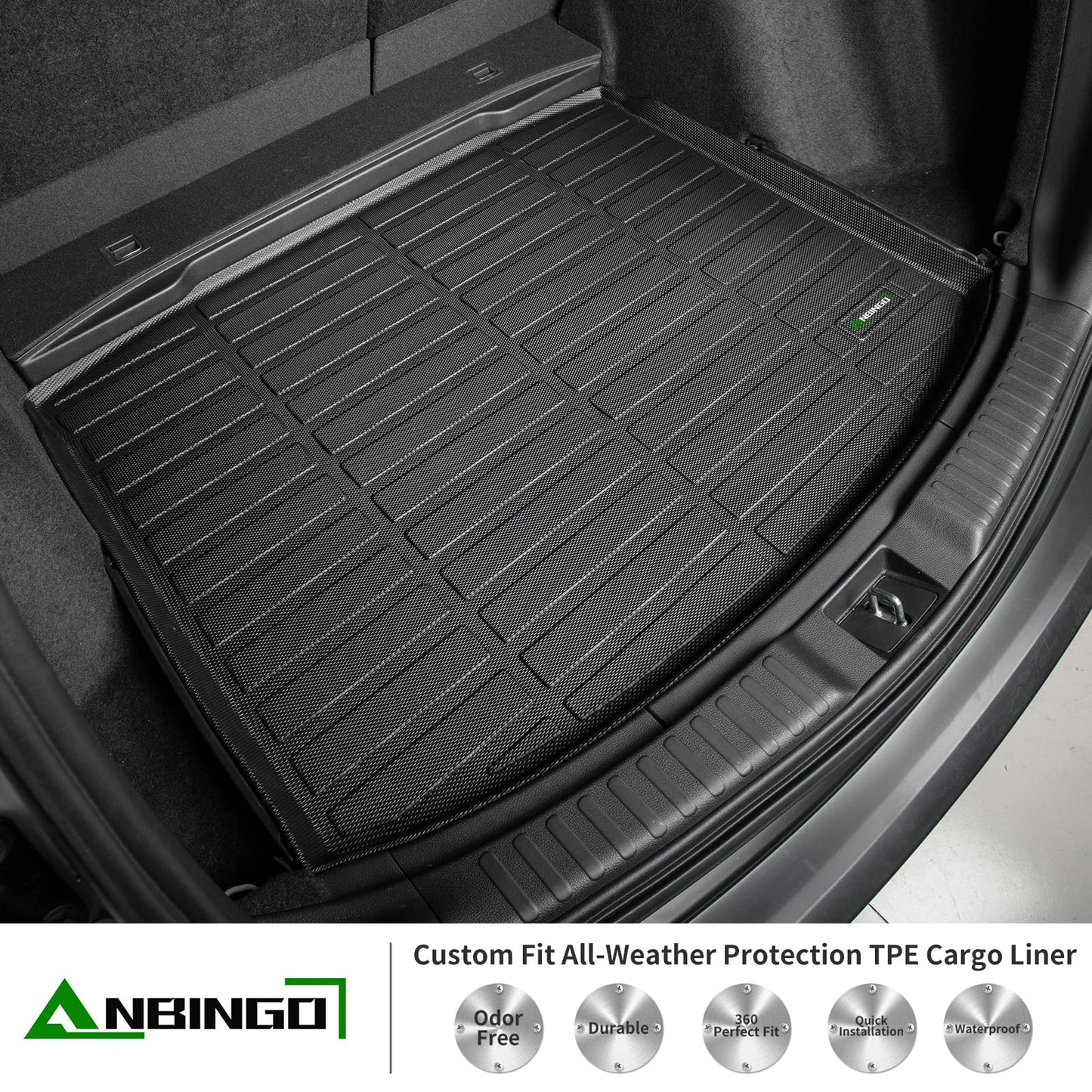 ANBINGO® Floor Mats & Cargo Liner for 2025 2026 CX-50 Hybrid/All Weather TPE Mazda CX50 Floor Liners / 1st & 2nd Row Custom Mats Full Set / CX50 Accessories - Black
