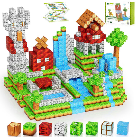 Magnetic Blocks 103PCS 1 inch Magnetic Building Blocks, Magnet Tiles Stacking Cubes Toy for Kids Build Forest World Set, STEM Game Toys for Boys Girls Age 3 4 5 6 7 8 Year Old Christmas Birthday Gifts