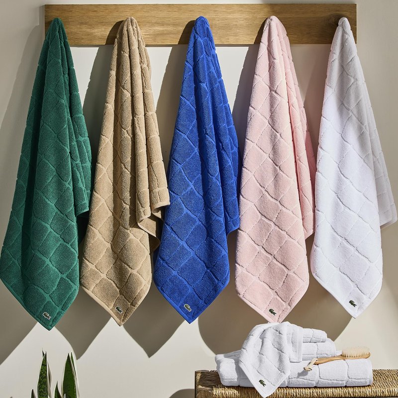 Lacoste Croc Scale 100% Cotton Towels – Highly Absorbent & Quick Drying, Premium Super Soft, Surf Blue, 2 Bath Towels (30"x56"), 2 Hand Towels (16"x30"), 2 Washcloths (13"x13") 6PC Bath Towel Set