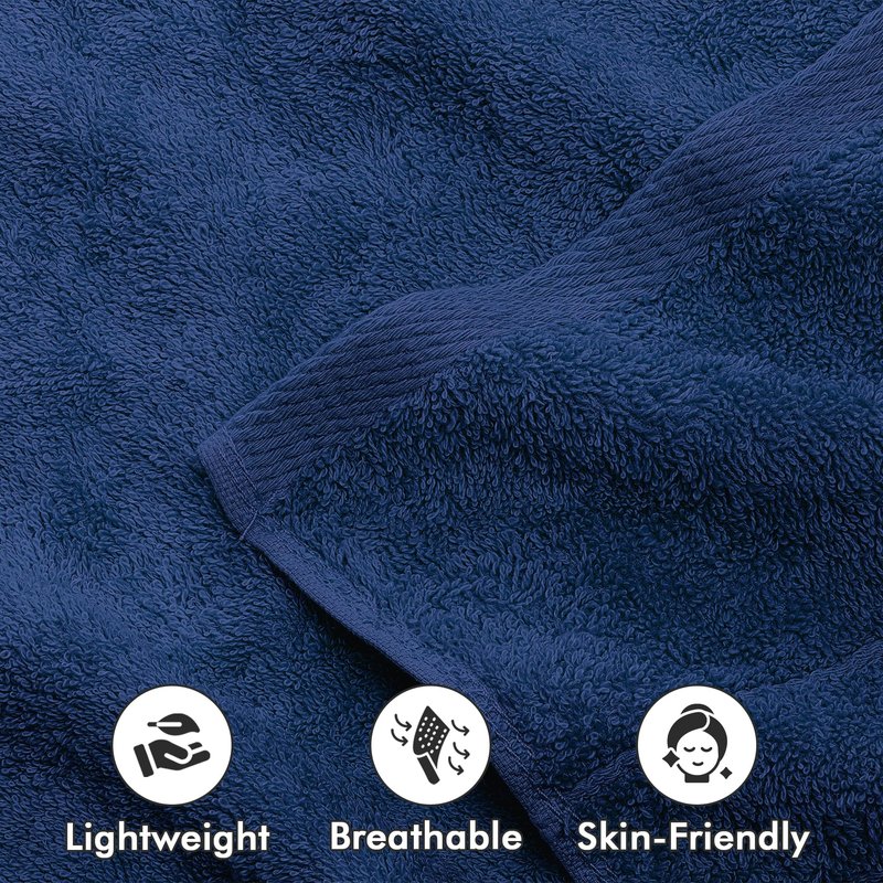 Novo Home 100% Cotton Hand Towels for Bathroom – Soft & Absorbent Towel Set– Pack of 6 Small Towel (34x20in) – Quick Dry Luxury Cotton Hand Towels – Royal Blue