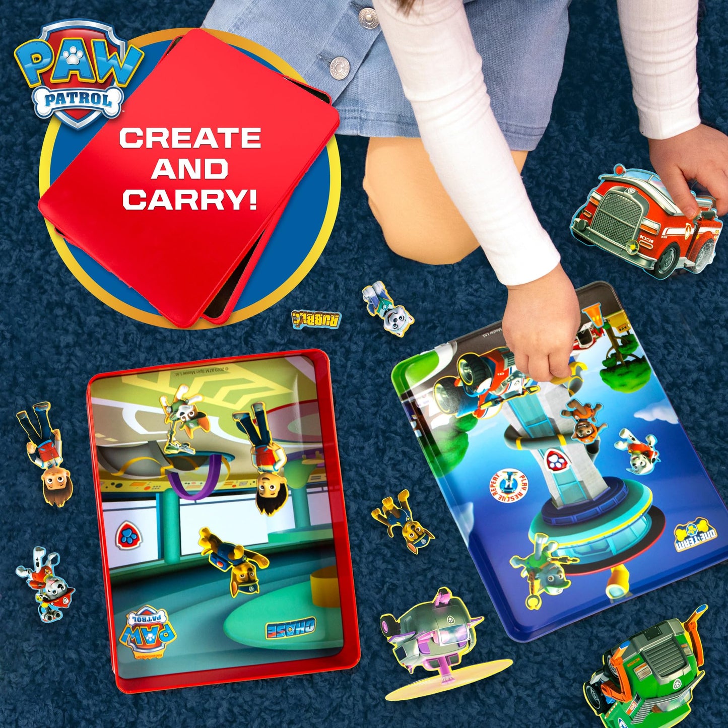 Paw Patrol Magnetic Playset, 75 Mix & Match Dress Up Magnets, 2-in-1 Storage Tin & Play Space, Fun Paw Patrol Toy for Kids 3 & Up, Great Travel Activity for Kids and Toddlers, Paw Patrol Activities