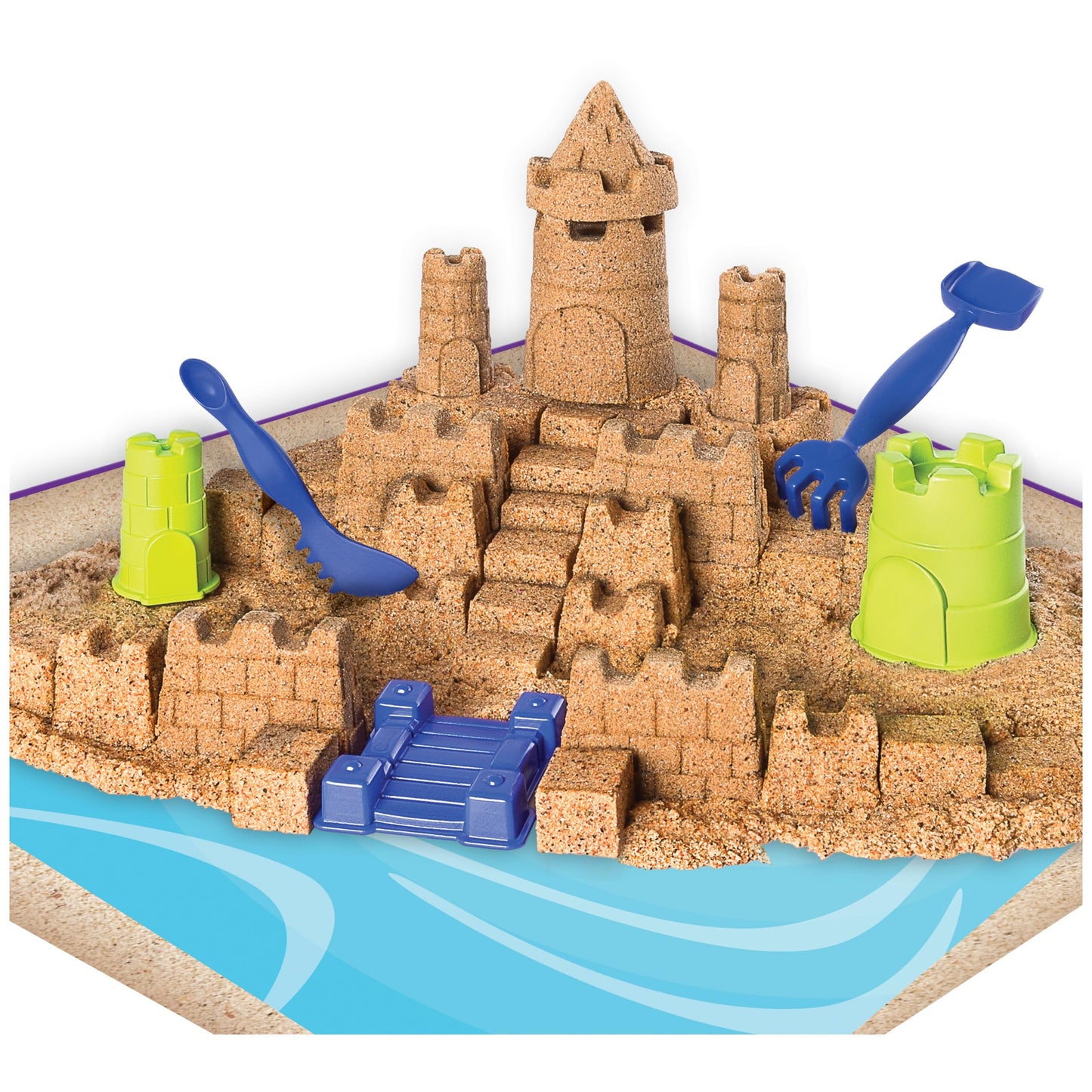 Kinetic Sand Beach Sand Kingdom Playset with 3Lbs of Beach Sand, includes Molds and Tools, Play Sand Sensory Toys for Kids Ages 3 and Up