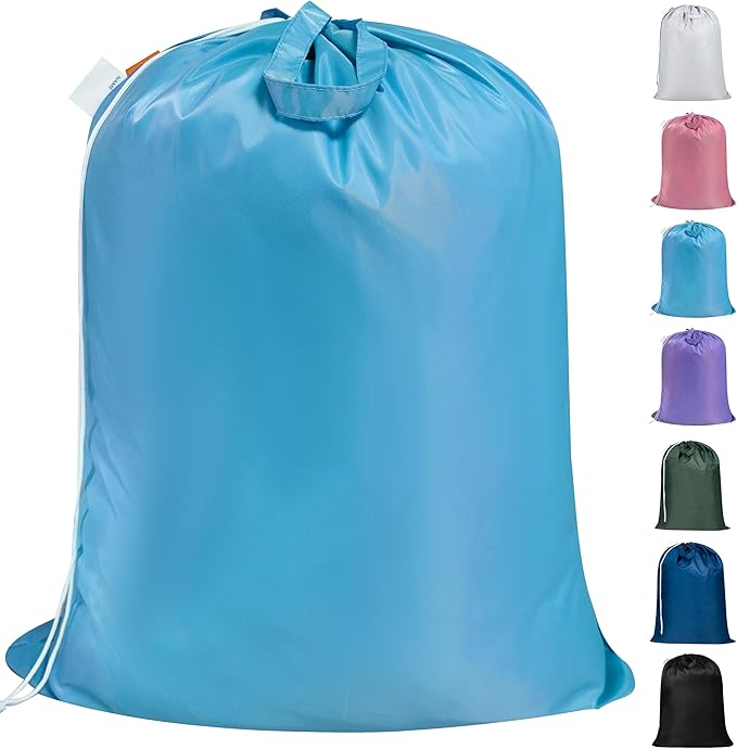 Polecasa Heavy Duty Large Laundry Bag with 130gsm Tear Resistant Fabric and Handles, Easy to Carry Durable Dirty Clothes Drawstring Bag, Perfect for College Dorm,Travel, 28âx36â,Gulf Blue