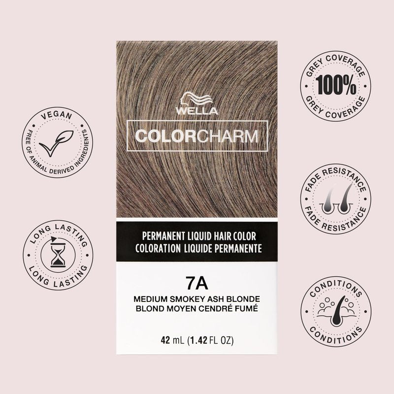COLORCHARM Permanent Liquid Hair Color | 7N Medium Blonde | Up to 100% Gray Coverage | 1.42 Fl Oz
