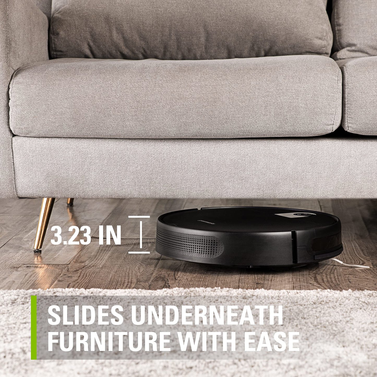 Greenworks Robotic Vacuum GRV-1010 Self-Charging, Wi-Fi Connectivity, 2200Pa Extreme Suction Power, Perfect for Pet Hair, Hard Floors, Carpets, Works with Alexa