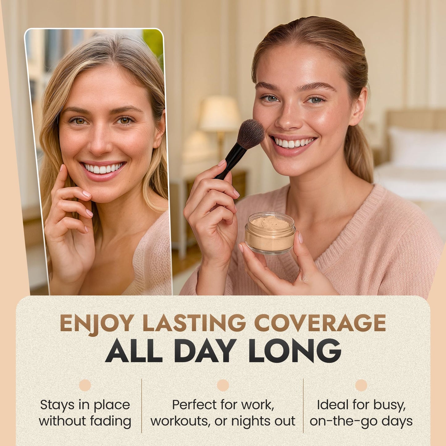 BaeBlu InstaFame Loose Powder Foundation, Create - Full Coverage Matte Natural Mineral Foundation for Sensitive & Acne-Prone Skin - Non-Nano Zinc, Titanium Dioxide Mineral Pigment, No Fillers/Binders