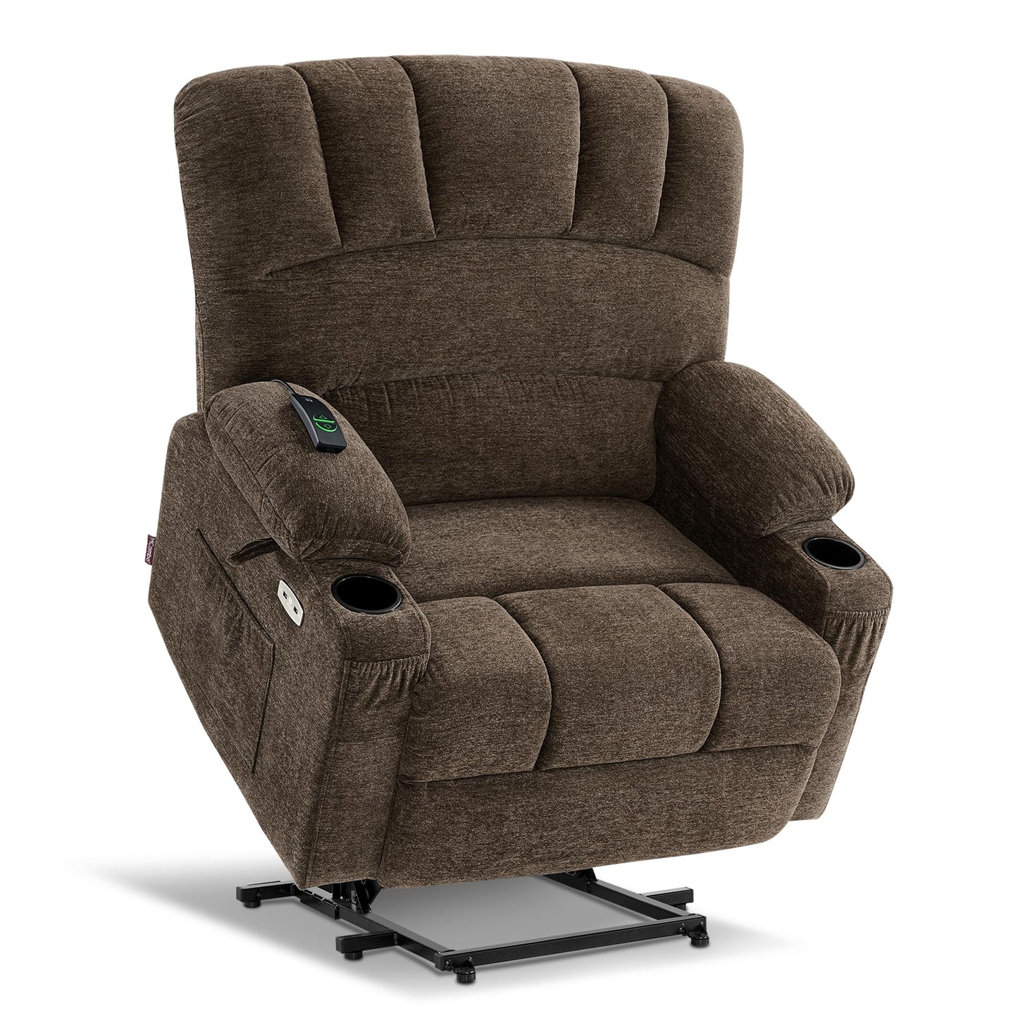 MCombo Power Lift Recliner Chair for Elderly, Lift Chair with Heat and Massage, Extra Wide Lift Recliner for Big People, Fabric R7096 (Medium-Wide, Coffee)