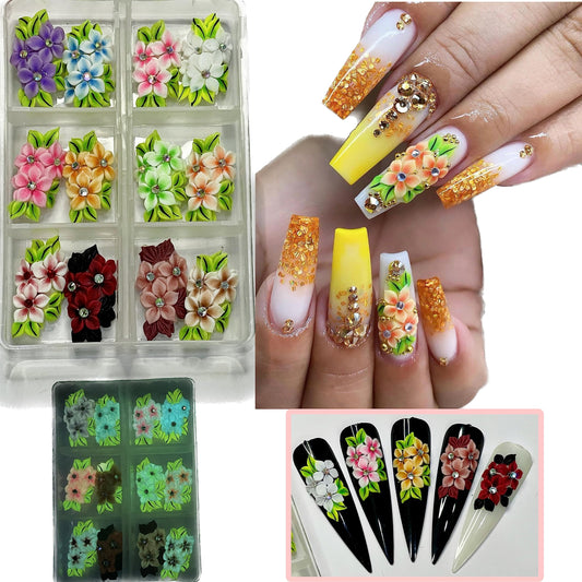 Set 24Pcs Inflorescence- Enhance Your Artistic Projects with Handmade 3D Acrylic Flowers Nails Charm For Long Size XL, XXL,XXXL - HaFLoNa (Inflorescence)