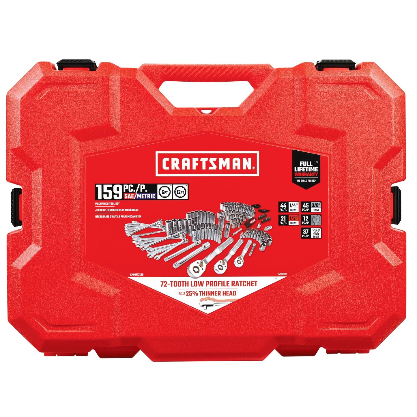 CRAFTSMAN Socket Set, 159 Piece Socket Wrench Set Mechanics Tools 1/4-in., 3/8-in., and 1/2-in(, 6 Point and 12 Point (CMMT12125)