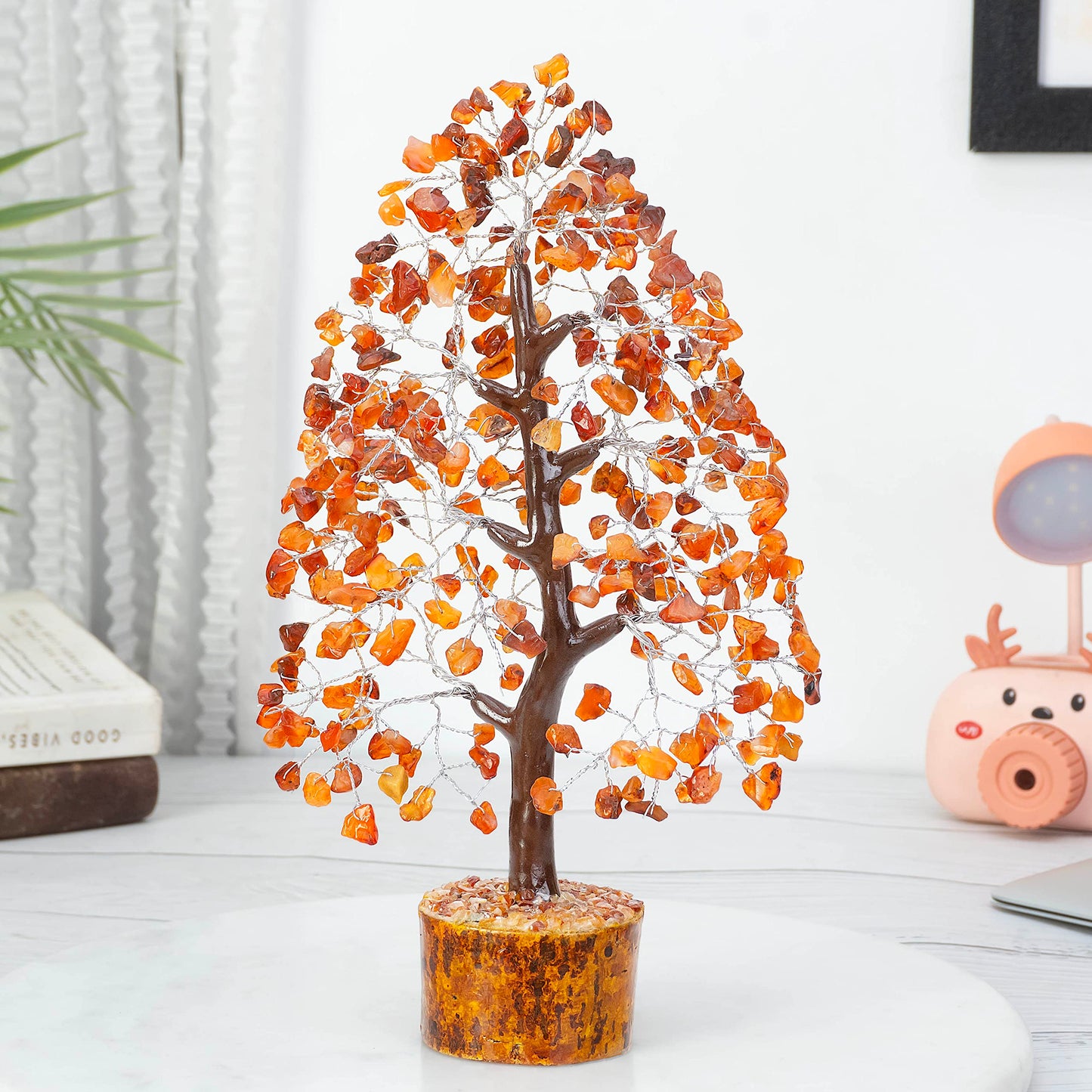 Crocon® Carnelian Gemstone Crystal Tree, Crytsals and Healing Stones, Orange Healing Stone Tree for Sacral Chakra Birthday Gifts for Women Men Her Sister mom - Gem Tree - Home Decor - Good Luck Gift