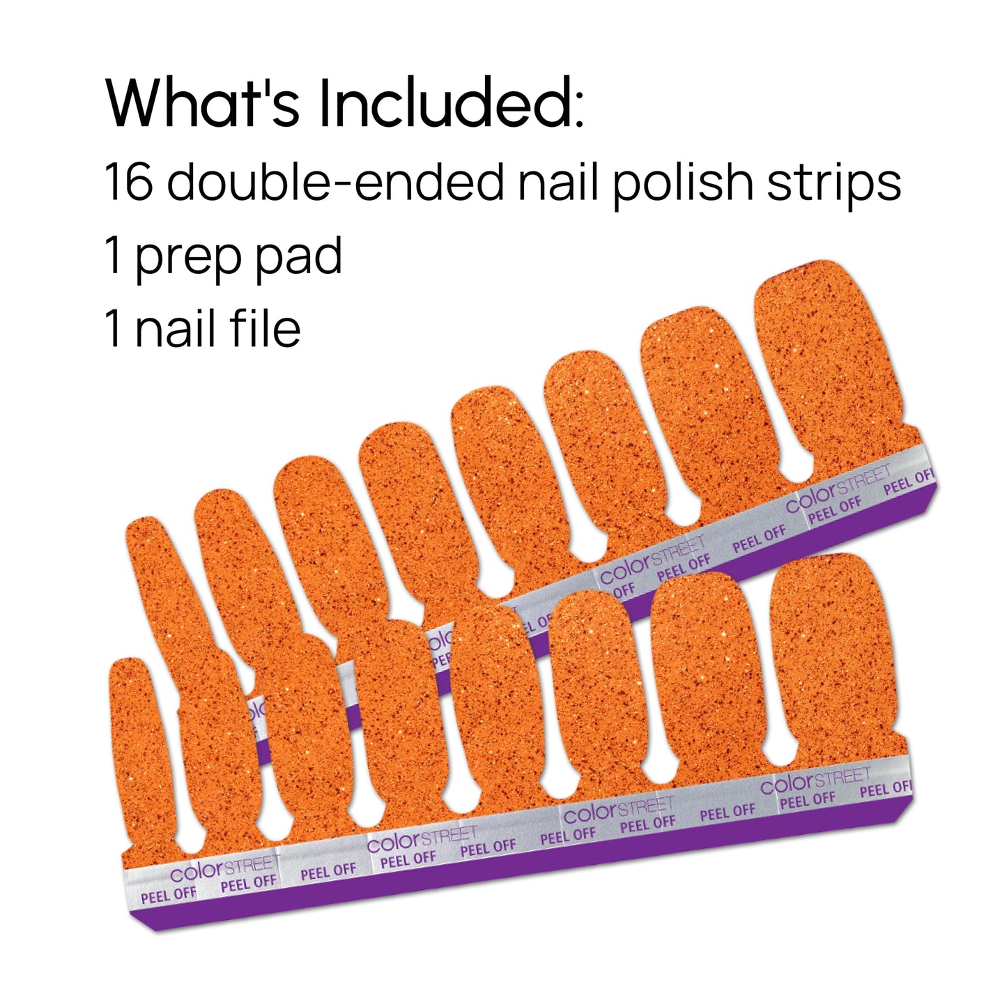 Color Street - Ominous Orange Nail Polish Strips - Real Nail Polish Stickers for Costume, Cosplay, Party & Festival Looks - 16 Double-Ended Strips