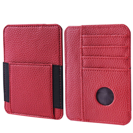 lizimandu Passport Holder with Airtag Slot, Minimalist RFID Passport Holder for Travel, Leather Passport Wallet Cover Case for Men & Women, 4 Slots, 1 Pocket(1-Lichee Red)