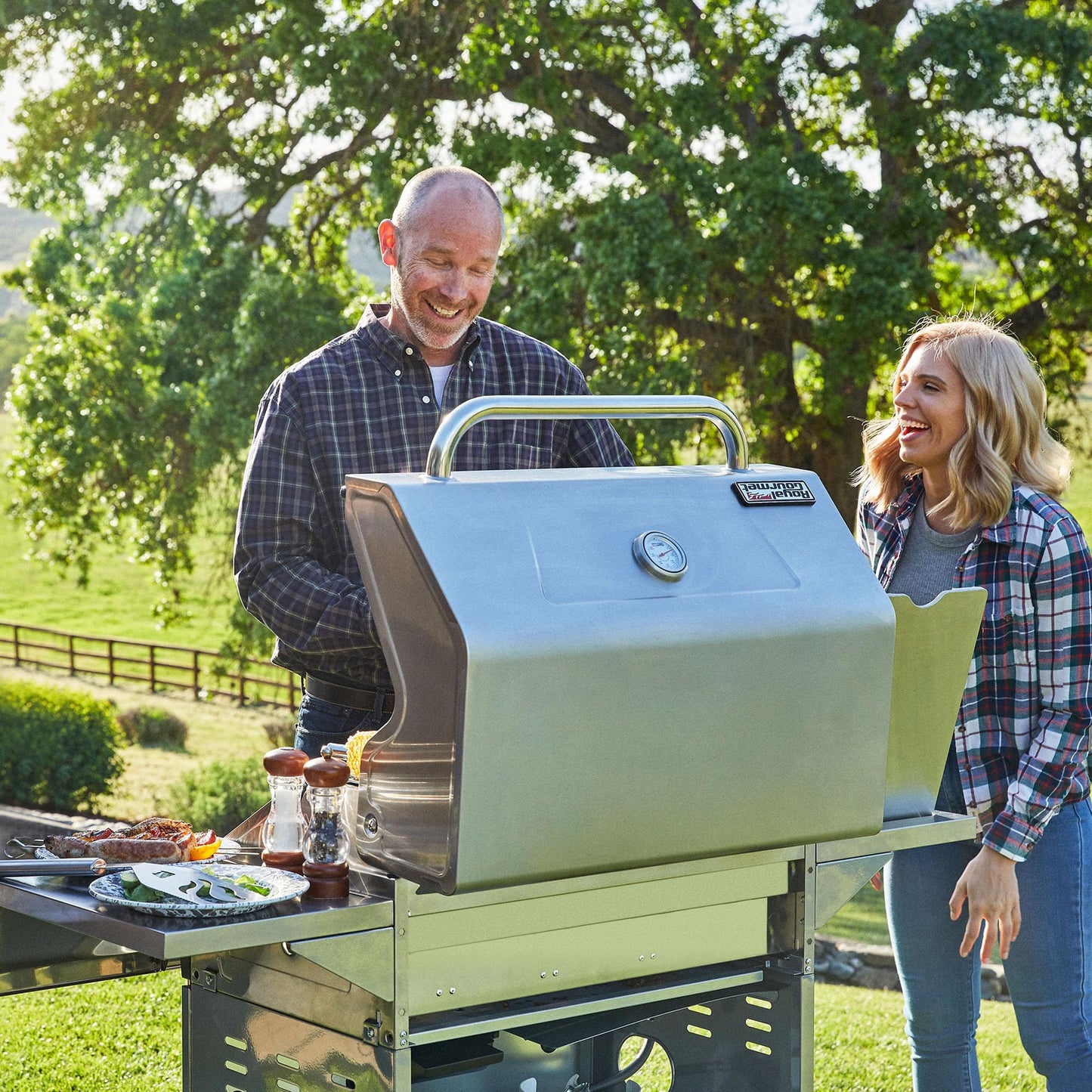 Royal Gourmet GA4402S 4 Burner Propane Gas Grill with Side Burner & Warming Rack, Stainless Steel Gas Grill with 54,000 BTUs Output for Barbecue Grilling & Backyard Cooking, Silver