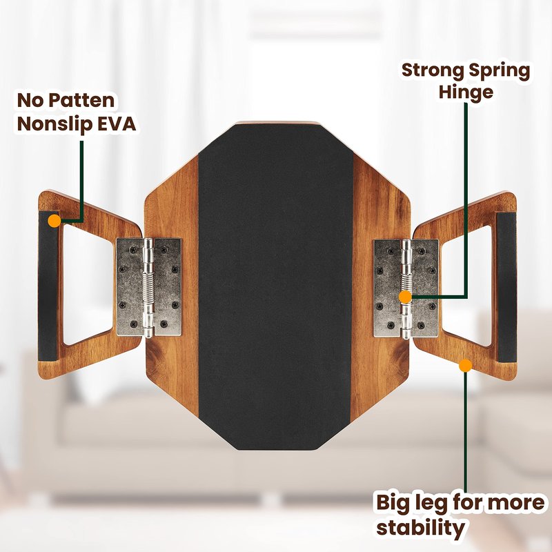 Tinamo Octagonal Acacia Sofa Arm Tray, Couch Armrest Table with Folding Arms - Armchair Caddy, Clip on Tray with Adjustable Arm Hinges for Home Sofa Living Room (Acacia, Octagon)