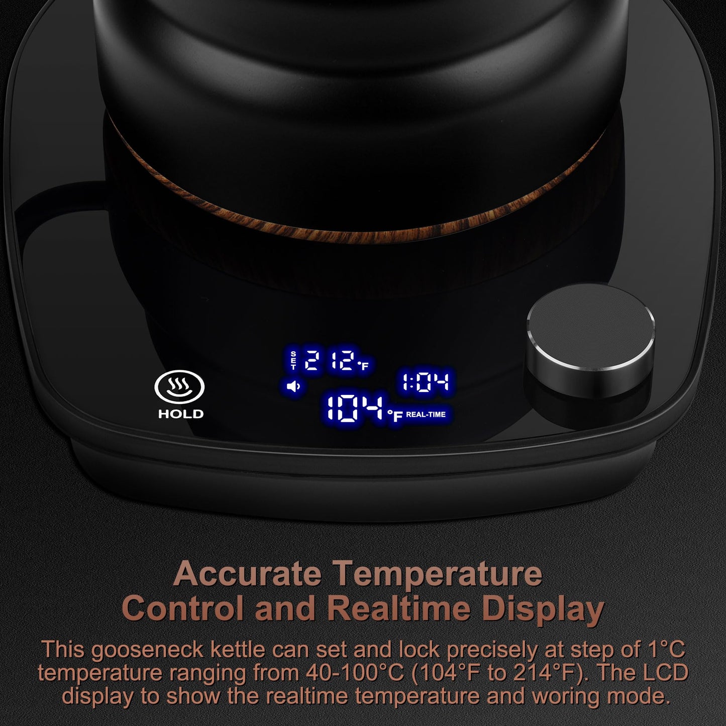 Electric Gooseneck Kettle, 30oz 0.9L Water Electric Kettle with Intelligent Temperature Control Quick Heating 304 Stainless Steel for Coffee Tea Boil Hot Water 1000W(Black)