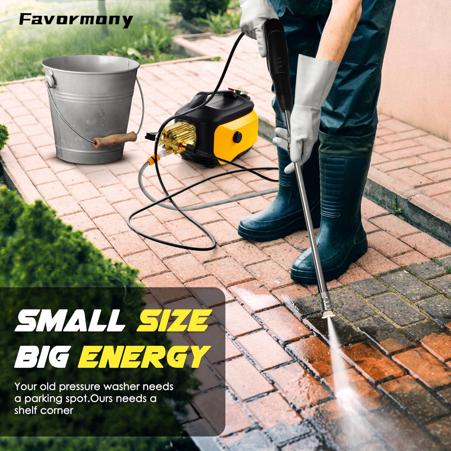 Pressure Washer, High Power Washer with 3 Quick Connect Nozzles, Inlet Hose & Foam Cannon for Cars/Fences/Driveways/Patios/Home Cleaning