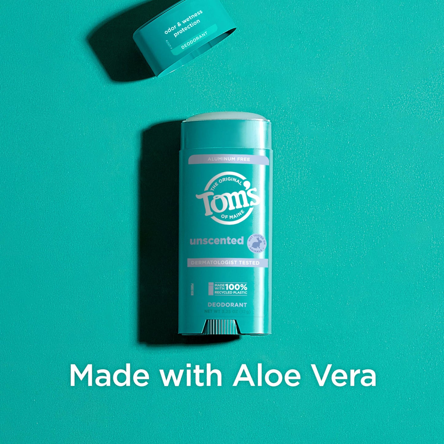 Tom’s of Maine Unscented Aluminum Free Natural Deodorant For Women & Men | Goes on Clear | Odor & Wetness Protection | Naturally Derived and Moisture-Locking Ingredients | 3.25 oz (2 Pack)