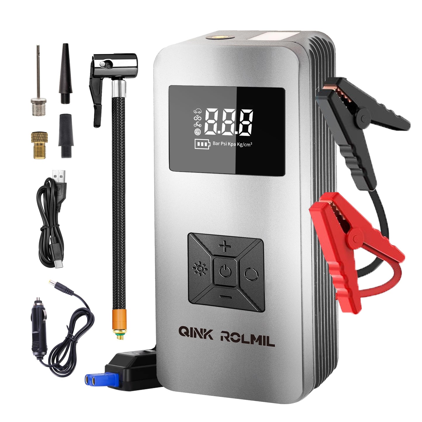 Jump Starter with Air Compressor, 12V 8000A Car Automotive Battery Jump Starter (6.0L Gas and 3.0L Diesel), 150PSI Tire Inflator Pump for Car, Motorcycle and Bicycle