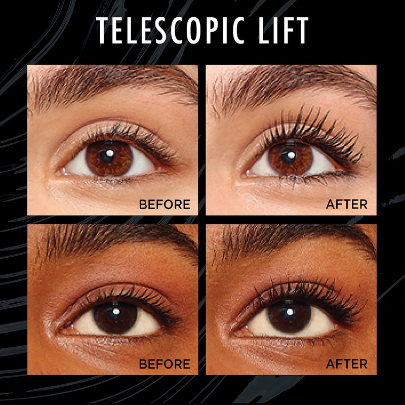 L'Oreal Paris Telescopic Lift Mascara, Lengthening and Volumizing Eye Makeup, Lash Lift with Up to 36HR Wear, Waterproof, Black, 0.33 Fl Oz
