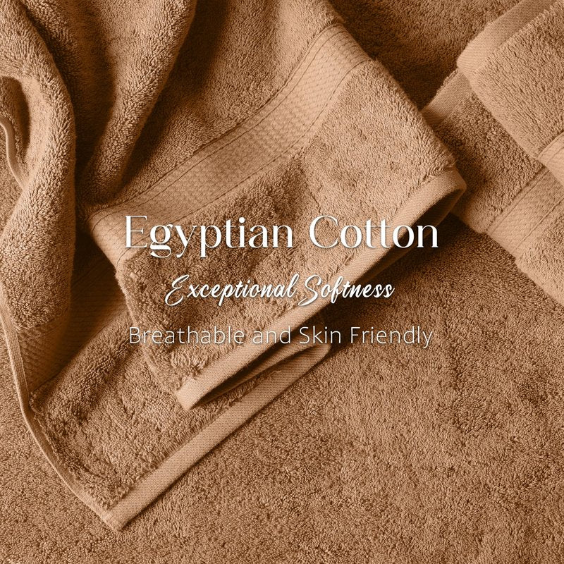 SUPERIOR Egyptian Cotton Pile 6 Piece Towel Set, Includes 2 Bath, 2 Hand, 2 Face Towels/Washcloths, Ultra Soft Luxury Towels, Thick Plush Essentials, Guest Bath, Spa, Hotel Bathroom, Rust
