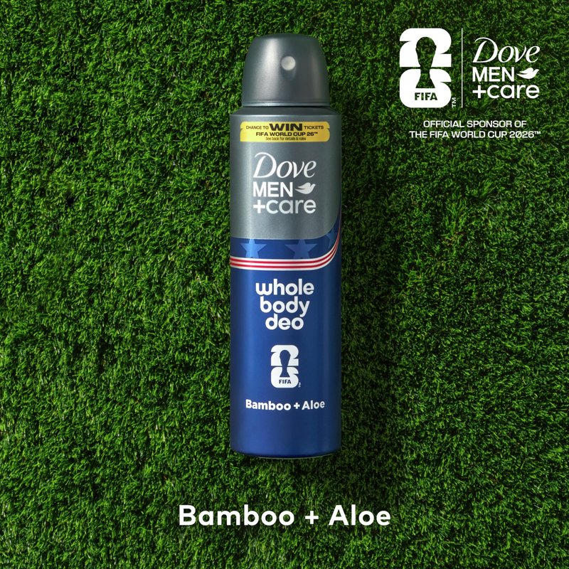 Dove Men+Care Whole Body Deo Aluminum Free Deodorant Spray Bamboo + Aloe Suitable from Pits, Privates, to Feet 4 oz