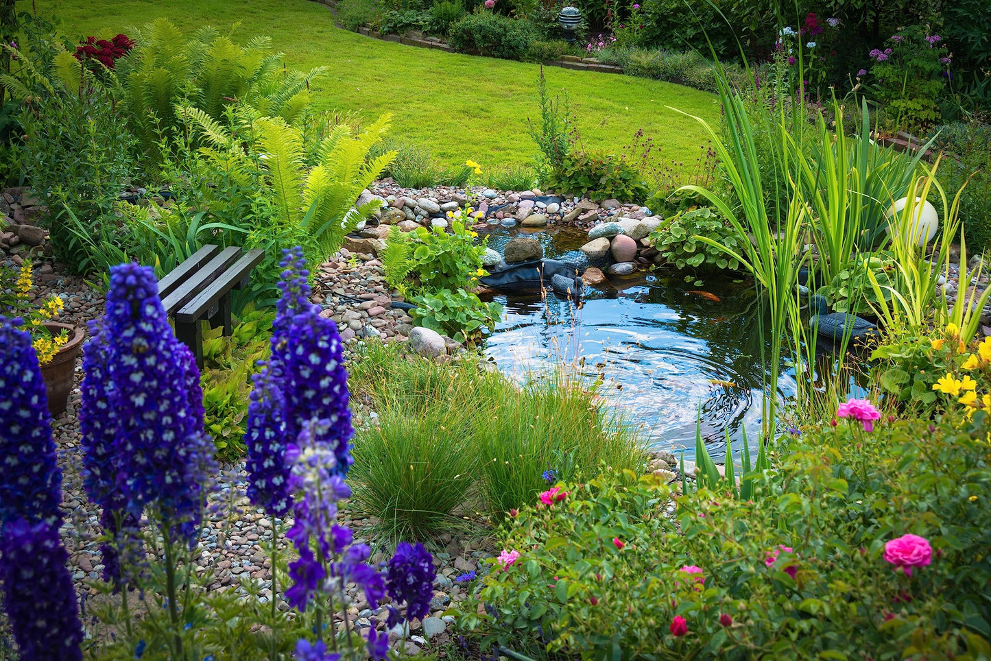 HALF OFF PONDS Savio Signature 4,000 GPH Submersible Pump Pond Kit 20' x 25' EPDM Rubber Pond Liner, Waterfall Filter, Skimmer, Lighting & Plumbing Koi Pond Kit, Backyard Water Garden