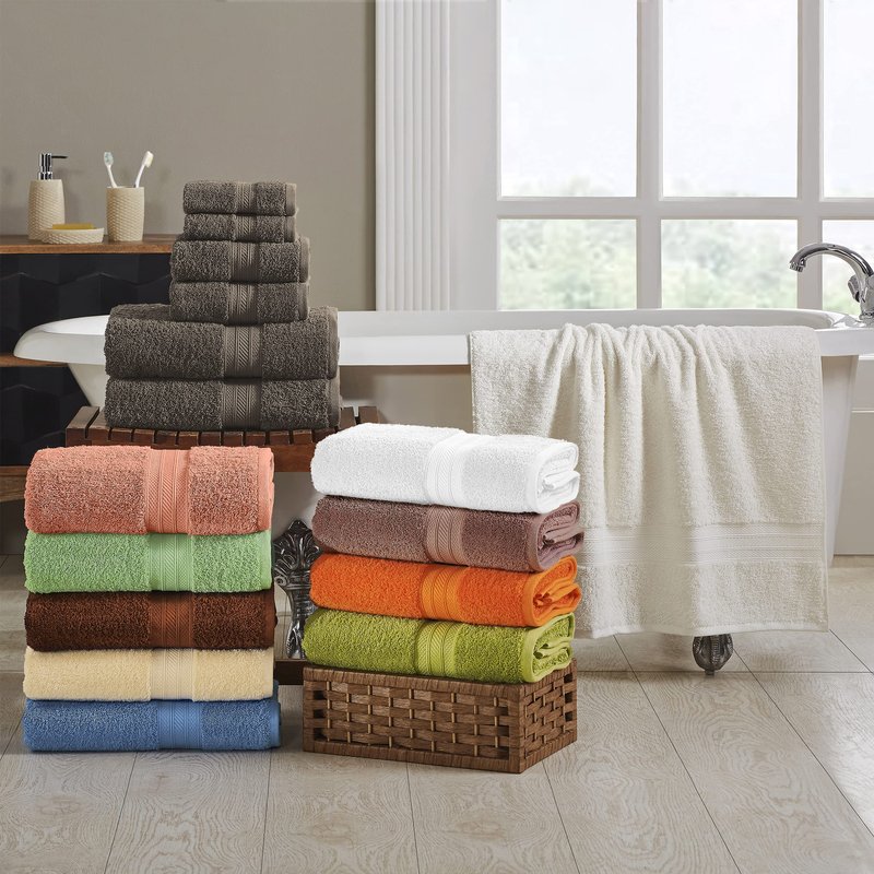 Superior 700 GSM Long Staple 100% Combed Cotton, Durable, Plush and Absorbent 6-Piece Single Ply Towel Set - Rivulet