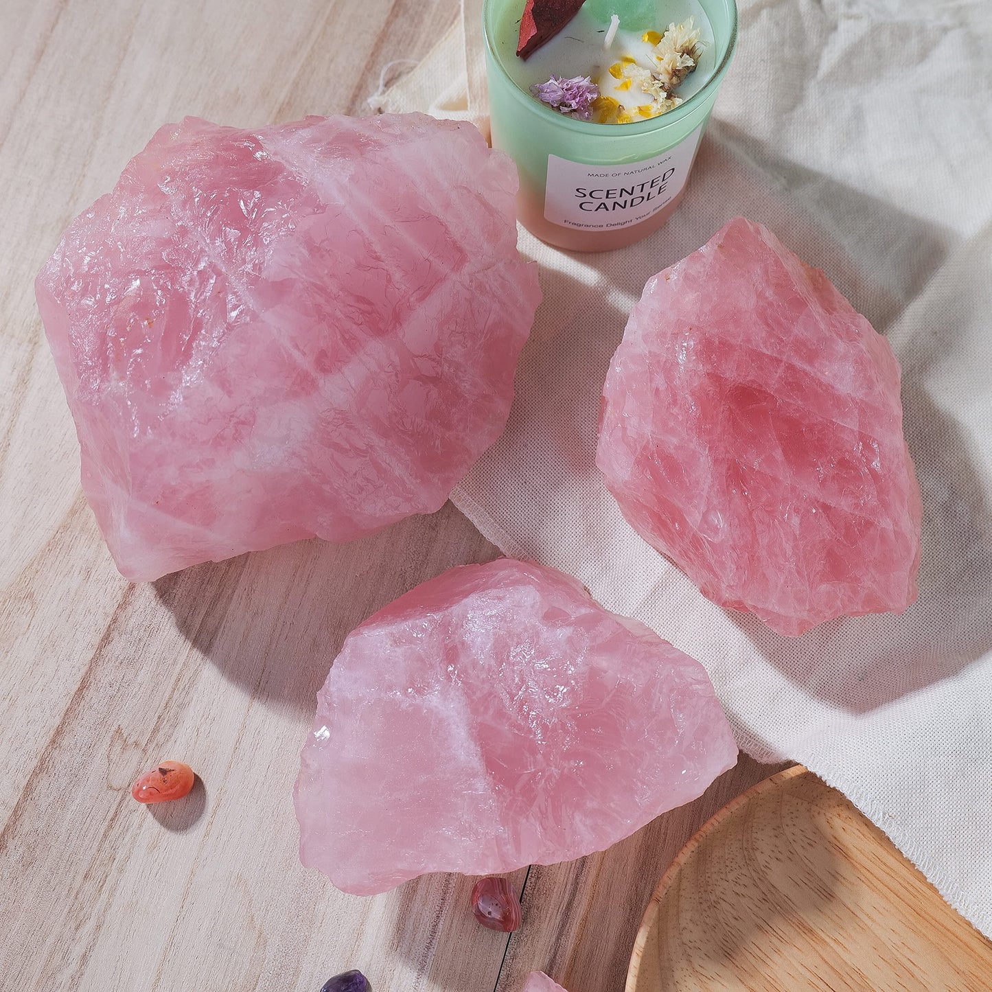 Apengshi 1pcs Rose Quartz Raw Crystal 0.22-0.33lb Natural Crystal Healing Stones Rough Crystal Gemstones for Tumbling, Polishing, Home Decoration, Fish Tank Decoration DIY, Wicca Therapy