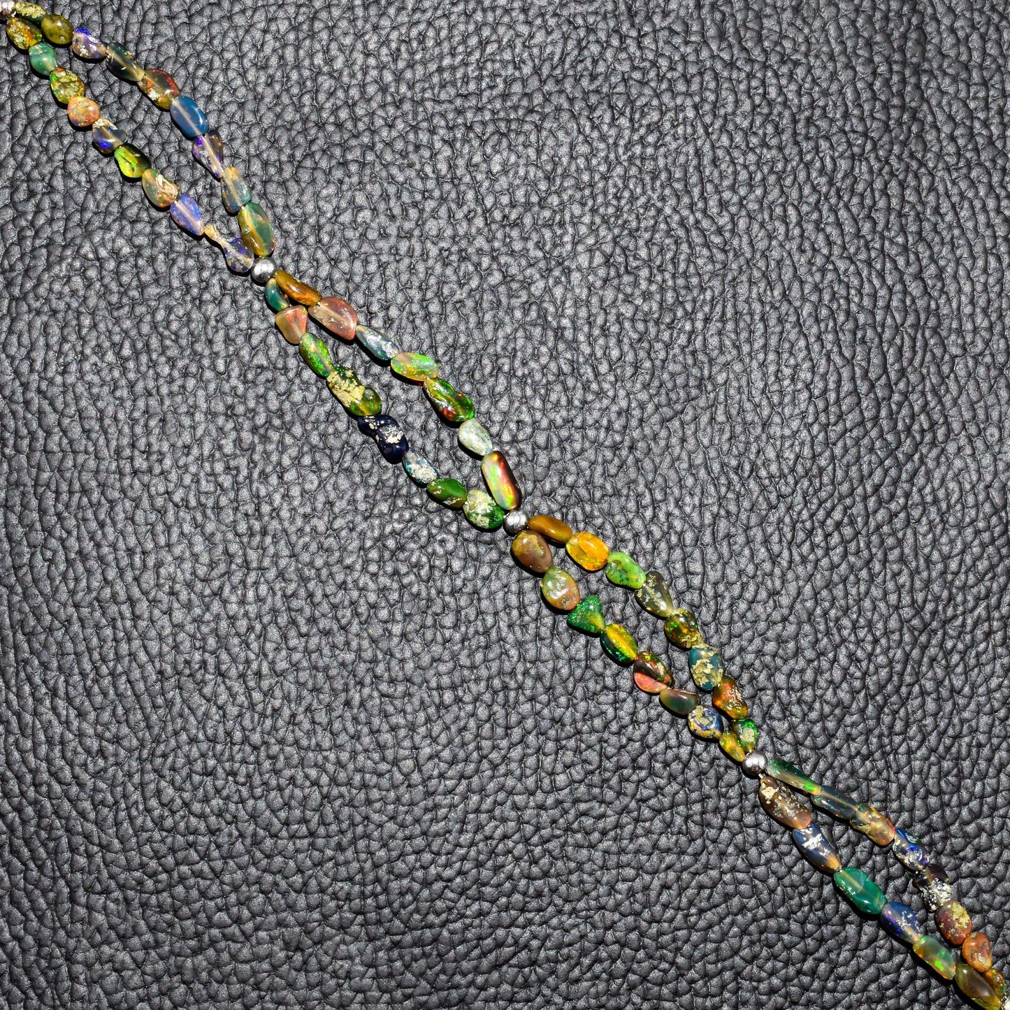 QNAVIC Black Opal Tumble Bracelet for Women – Genuine October Birthstone Chakra Crystal, Handmade 925 Sterling Silver Adjustable 8" Chain, Hypoallergenic Minimalist Healing Energy Jewelry Birthday Gift for Her
