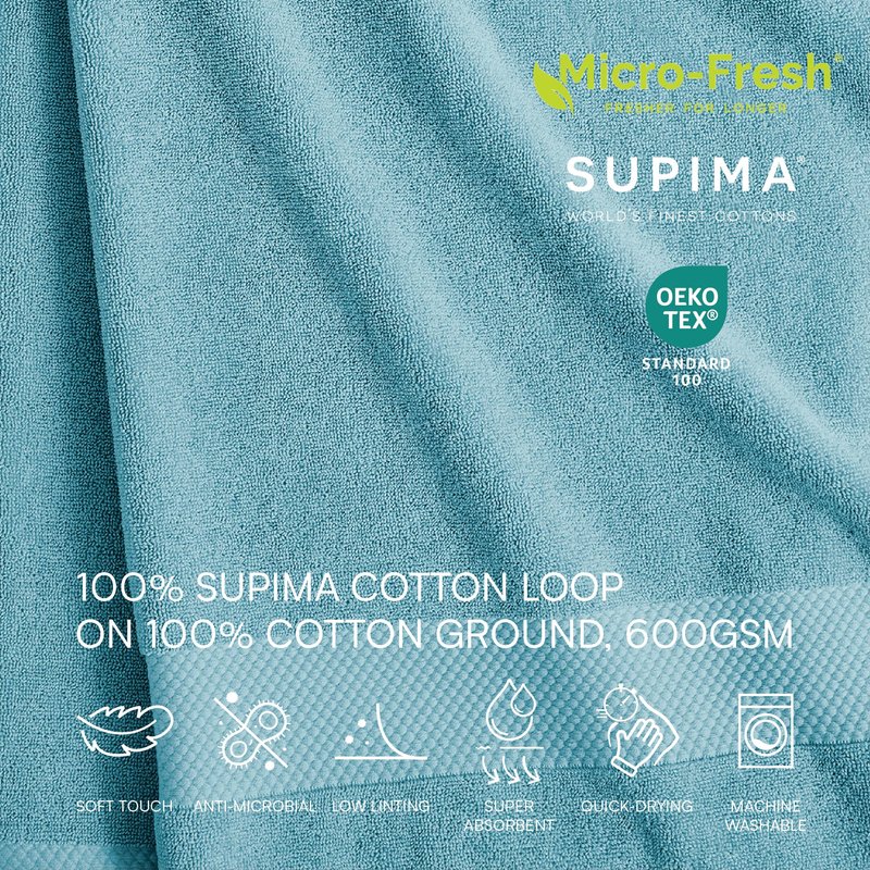 Lacoste Heritage 100% Supima Cotton Bath Sheet, Celestial, 35" x 70" – Highly Absorbent & Quick Drying, Premium Super Soft Bath Towel, Bathroom Essential, Gift for All Occasions, Machine Washable