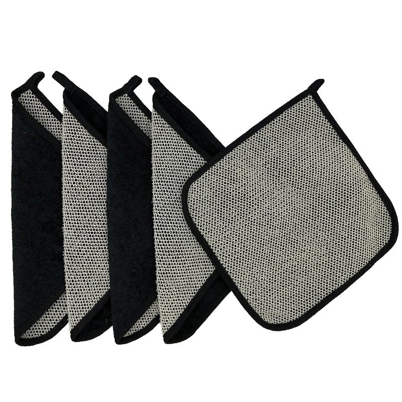 5 Pack Soft Weave Home Spa Bath Shower Exfoliating Massage Face Body Wash Cloths, Dual-Sided With Exfoliating Scrub and Soft Terry Cloth Towel