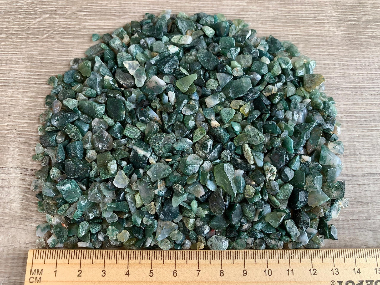 Moss Agate Chips – Natural Mini Moss Agate Stones, Crushed Undrilled Moss Agate, Semi-Tumbled Genuine Moss Agate (1/8 lb)