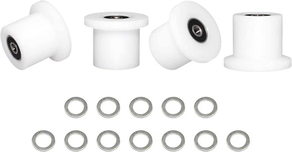Total Gym Replacement Set Wheels/Rollers for Models XL, XLS and Some 3000 XL, All FIT, and Fit with Bearings Thru Hole of 1/4" in Diameter - 4 Pack (White)