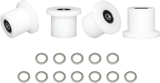 Total Gym Replacement Set Wheels/Rollers for Models XL, XLS and Some 3000 XL, All FIT, and Fit with Bearings Thru Hole of 1/4" in Diameter - 4 Pack (White)