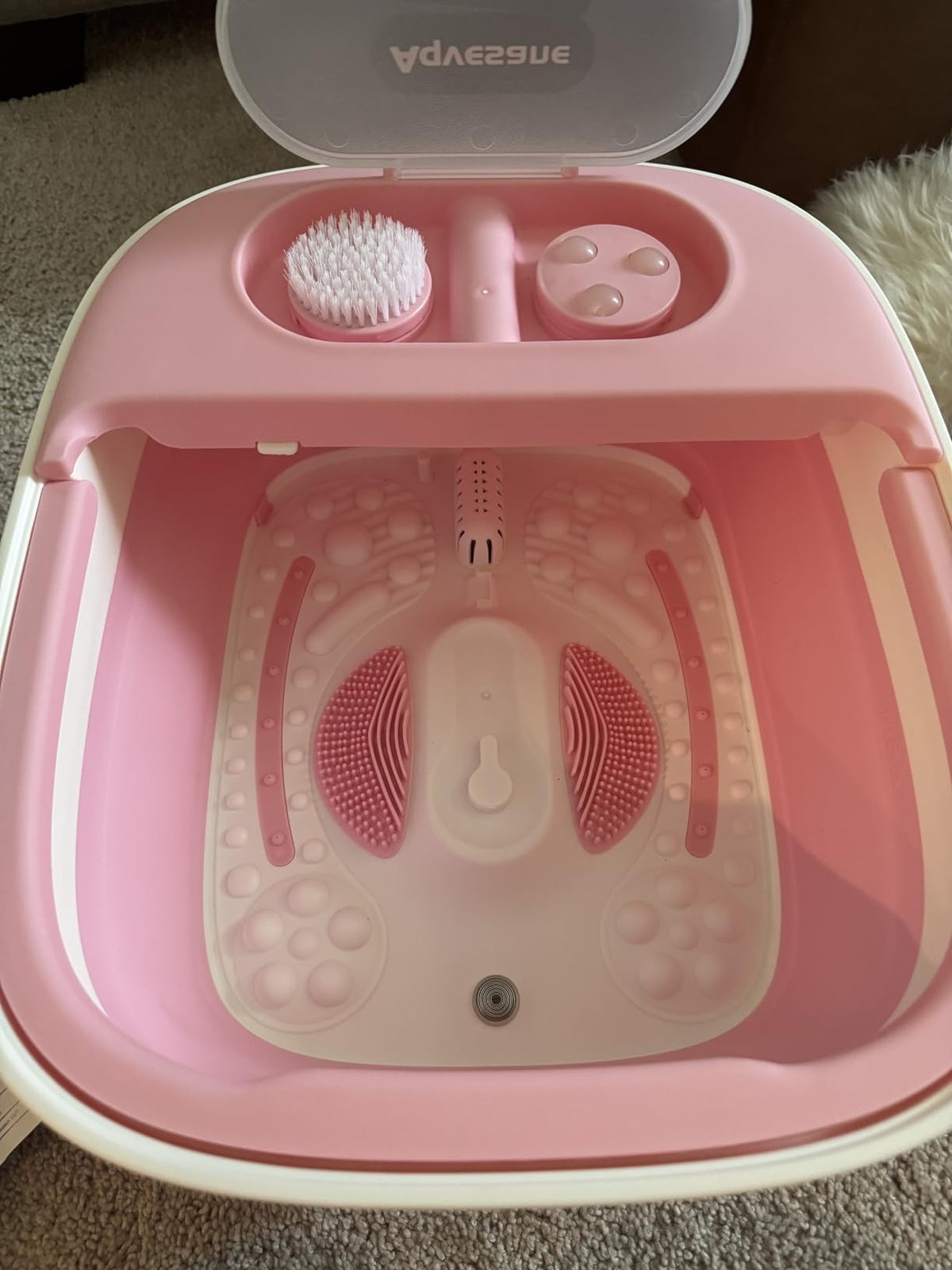 Collapsible Foot Spa Bath Massager with Heat, Remote, Temperature Control, Timer, Foot Soaking Tub with Pedicure Kit & 3 Attachments, Pedicure Foot Spa for After Work Relaxation (Pink)